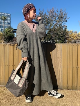 「シアタープロダクツ(THEATRE PRODUCTS)」｜「アイテム（ハンチング/ベレー帽）」を使った、YOKOBORIさん（レディース・156cm）の冬コーディネート