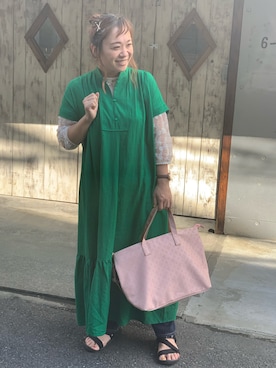 「みどり」｜「アイテム（ワンピース/ドレス）」を使った、YOKOBORIさん（レディース・156cm）の夏コーディネート