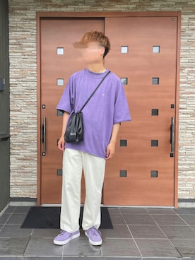 「アイテム（シューズ、パープル系）」を使った、ilh.さん（メンズ・178cm）の夏コーディネート