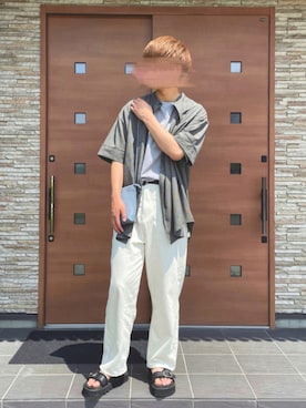 「flaner（フラネ）のペインターデニムパンツ【ユニセックス】（デニムパンツ）」を使った、ilh.さん（メンズ・178cm）の夏コーディネート