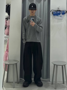 「ALAND（エーランド）の【UNISEX】ALAND／刺繍ロゴCAP（キャップ、ブラック系）」を使った、Hakuさん（メンズ・172cm）の秋コーディネート