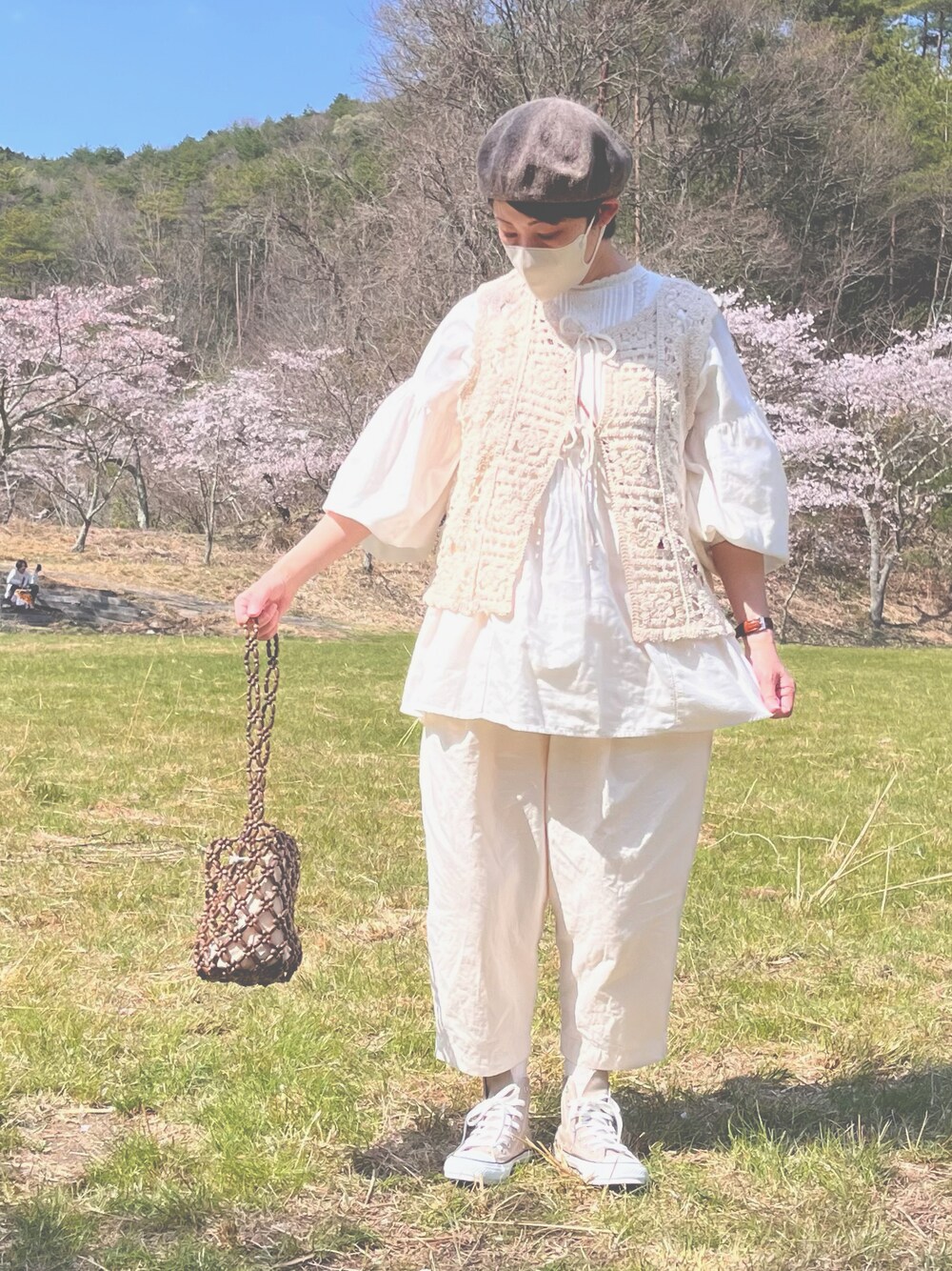 SM2 かぎ針風前後着ニットベスト＆かぎ針風トートバッグ［ブラック/2点セット］ Samansa Mos2（サマンサ モスモス）の「かぎ針風前後着ニットベスト