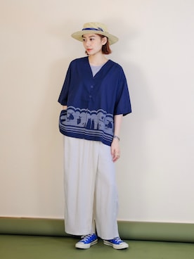 「日常」｜「アイテム（パンツ）」を使った、Ritataさん（レディース・163cm）の夏コーディネート