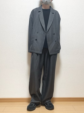 「アイテム（スラックス、グレー系）」を使った、ゆうさん（メンズ・165cm）の秋コーディネート