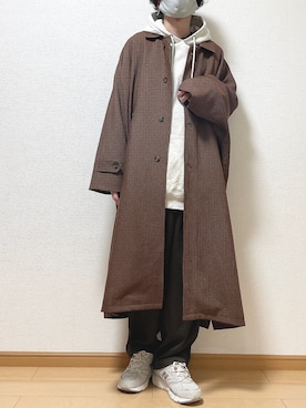 「act'm（アクトム）のアイテム（ステンカラーコート）」を使った、ゆうさん（メンズ・165cm）の秋コーディネート