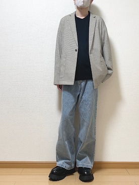 「NAVY（ネイビー）のアイテム（ジャケット/アウター）」を使った、ゆうさん（メンズ・165cm）の春コーディネート