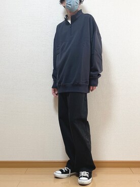 「flaner（フラネ）のペインターデニムパンツ【ユニセックス】（デニムパンツ）」を使った、ゆうさん（メンズ・165cm）の秋コーディネート