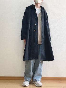 「ニットベスト」｜「アイテム（トレンチコート）」を使った、ゆうさん（メンズ・165cm）の春コーディネート