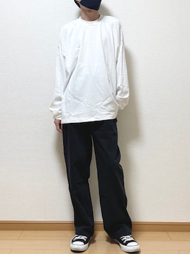 「flaner（フラネ）のペインターデニムパンツ【ユニセックス】（デニムパンツ）」を使った、ゆうさん（メンズ・165cm）の秋コーディネート