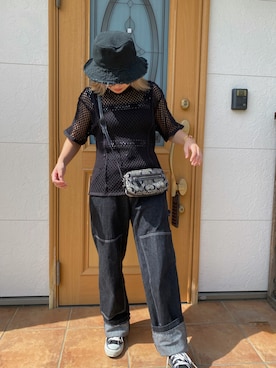 「アイテム（チューブトップ）」を使った、みくさん（レディース・153cm）の夏コーディネート