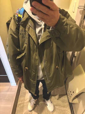 「アイテム（モッズコート）」を使った、うままさん（メンズ・172cm）の冬コーディネート