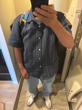 「Backersのアイテム（シャツ/ブラウス、ブルー系）」を使った、うままさん（メンズ・172cm）の夏コーディネート