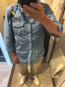 「BAYFLOW（ベイフロー）のペインターパンツ（パンツ、ベージュ系）」を使った、うままさん（メンズ・172cm）の夏コーディネート