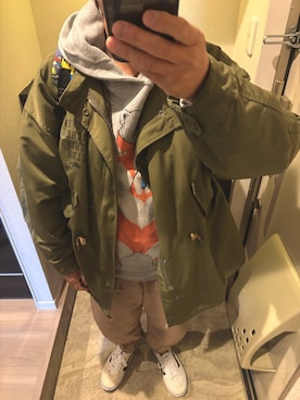 「アイテム（モッズコート）」を使った、うままさん（メンズ・172cm）の冬コーディネート