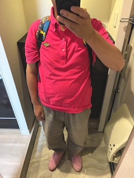 「GRAVIS（グラヴィス）のアイテム（スニーカー、ピンク系）」を使った、うままさん（メンズ・172cm）の夏コーディネート