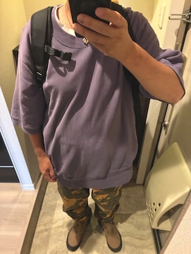 「THE NORTH FACE PURPLE LABEL（ザ ノースフェイス パープルレーベル）のアイテム（スウェット、パープル系）」を使った、うままさん（メンズ・172cm）の秋コーディネート