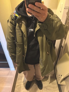 「アイテム（バックパック/リュック）」を使った、うままさん（メンズ・172cm）の冬コーディネート