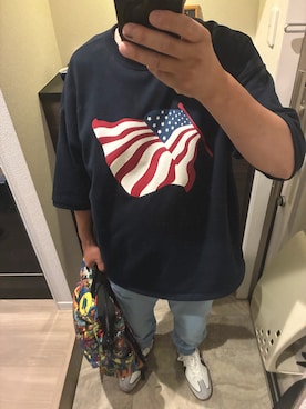 「DIESEL（ディーゼル）のメンズ パンツ スウェットパンツ（スウェットパンツ、ブルー系）」を使った、うままさん（メンズ・172cm）の春コーディネート