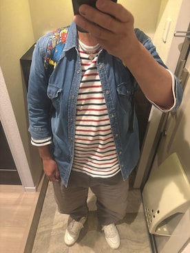 「HOUSTON（ヒューストン）のアイテム（Tシャツ/カットソー、その他）」を使った、うままさん（メンズ・172cm）の春コーディネート