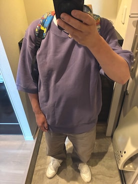「THE NORTH FACE PURPLE LABEL（ザ ノースフェイス パープルレーベル）のアイテム（スウェット、パープル系）」を使った、うままさん（メンズ・172cm）の春コーディネート