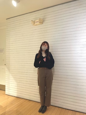 「GRL（グレイル）のアイテム（デニムパンツ、ブラウン系）」を使った、ジャニスさん（レディース・163cm）の冬コーディネート