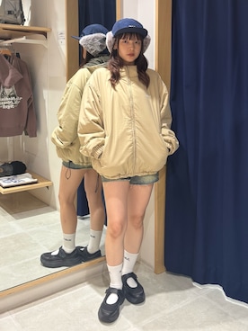 「X-girl（エックスガール）のアイテム（キャップ）」を使った、🍑さん（レディース・153cm）の秋コーディネート