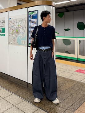 「アイテム（バッグ）」を使った、悠大さん（メンズ・180cm）の秋コーディネート