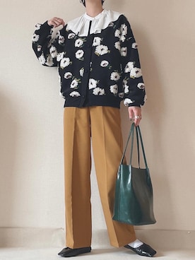 「襟付きトップス」｜「アイテム（スラックス）」を使った、0810.asさん（レディース・163cm）の秋コーディネート