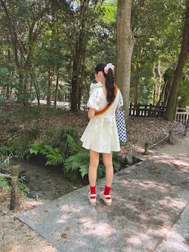 「アイテム（スマホグッズ）」を使った、おむらいすさん（レディース・161cm）の夏コーディネート