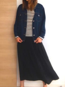「RAY CASSIN（レイカズン）のアイテム（デニムジャケット）」を使った、km.さん（レディース・172cm）の春コーディネート