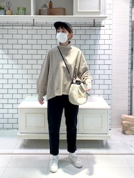「シアタープロダクツ(THEATRE PRODUCTS)」｜「アイテム（スウェット）」を使った、niuさん（レディース・161cm）の秋コーディネート