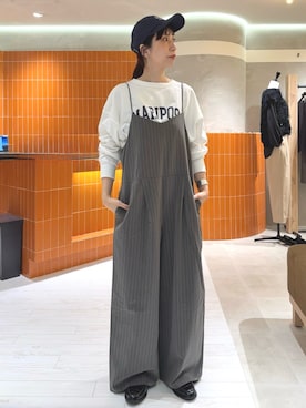 「アイテム（オールインワン・サロペット）」を使った、niuさん（レディース・161cm）の秋コーディネート