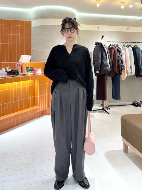 セール】【M/Lサイズ展開】ツータック起毛スラックスパンツ