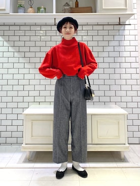 「アイテム（スラックス）」を使った、niuさん（レディース・161cm）の冬コーディネート