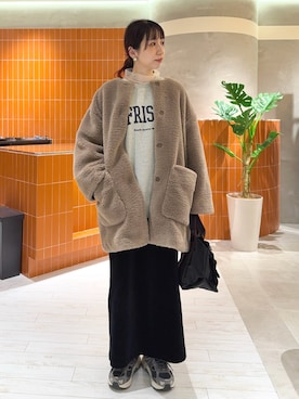 「アイテム（ノーカラーコート）」を使った、niuさん（レディース・161cm）の冬コーディネート