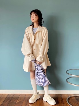 「Kastane（カスタネ）のアイテム（トレンチコート）」を使った、あおきりほさん（レディース・161cm）の冬コーディネート