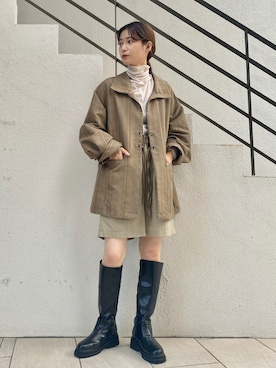 「Kastane（カスタネ）のアイテム（ノーカラーコート）」を使った、あおきりほさん（レディース・161cm）の秋コーディネート