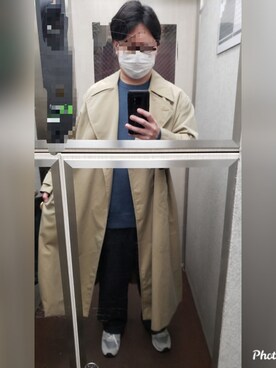 「低身長男子」｜「アイテム（トレンチコート）」を使った、柚紗雪さん（メンズ・165cm）の春コーディネート