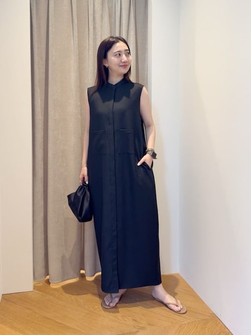 セール♡ユナイテッドアローズノースリーブシャツワンピース 黒36 MARW UNITED ARROWS＞ノースリーブ シャツ ワンピース