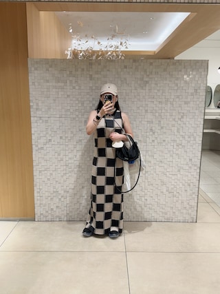 Ameri（アメリ）の「BLOCK CHECK JACQUARD DRESS（ワンピース