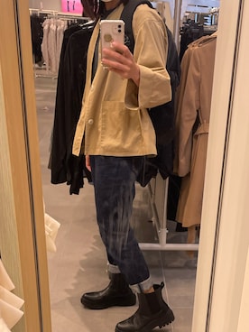 「DANTON（ダントン）のアイテム（ノーカラージャケット）」を使った、なだびーーーさん（レディース・152cm）の秋コーディネート
