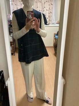 「theory（セオリー）のアイテム（パンツ）」を使った、ゆりぃさん（レディース・168cm）の冬コーディネート
