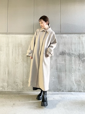 「Chico（チコ）のアイテム（ステンカラーコート）」を使った、AMI NAKAGAWAさん（レディース・158cm）の秋コーディネート