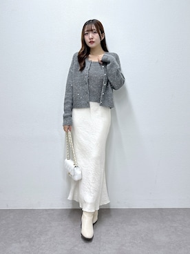 「アイテム（チューブトップ）」を使った、Sanaさん（レディース・163cm）の秋コーディネート