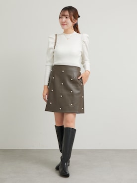 「レザースカート」｜Sanaさん（レディース・163cm）の秋コーディネート