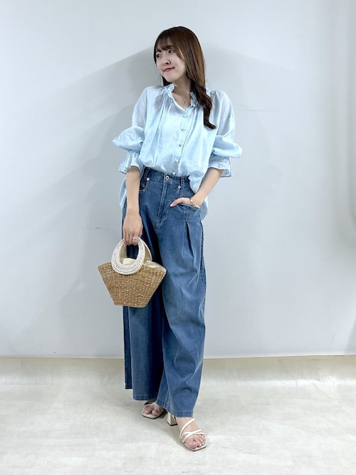 ブラウス シャツ 「愛されエアリーブラウス」シアーリネン混パール釦リボンブラウス レディース La boutique BonBon｜【愛されエアリーブラウス】シアーリネン混