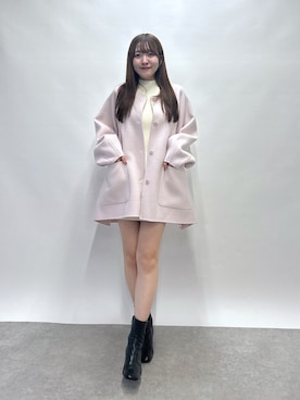 「アイテム（ノーカラーコート）」を使った、Sanaさん（レディース・163cm）の秋コーディネート