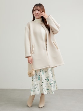 「アイテム（ノーカラーコート）」を使った、Sanaさん（レディース・163cm）の秋コーディネート