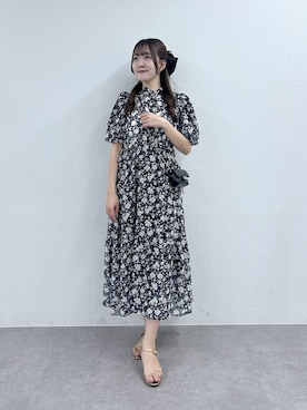 「花柄ワンピース」｜Sanaさん（レディース・163cm）の春コーディネート