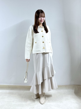 「アイテム（ノーカラージャケット）」を使った、Sanaさん（レディース・163cm）の秋コーディネート
